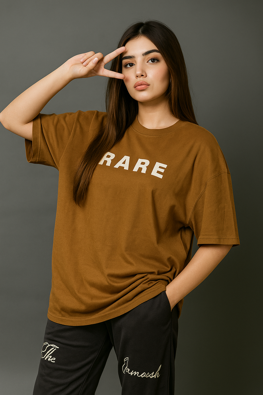 Solid Dye - Rare Classic Oversized Tee - Brown