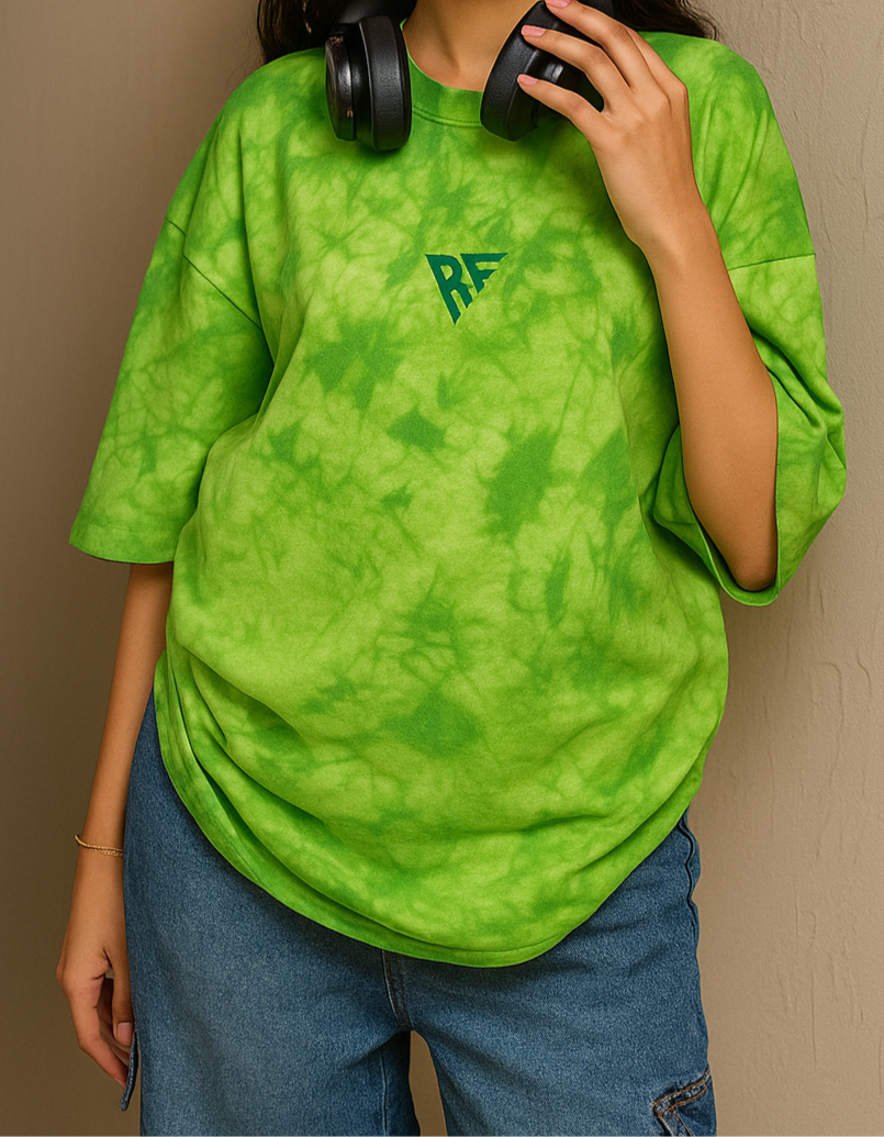 Lime Swirl - Tie & Dye Oversized Tee